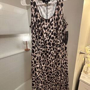 Plus size silky and lightweight Leopard Plus Midi Sundress